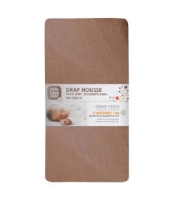 KINOUSSES Drap Housse Bébé 60 X 120 Cm Marron Coton -Bloom-boutique drap housse bebe 60 x 120 cm marron coton 3