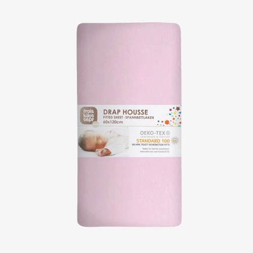 KINOUSSES Drap Housse Bébé 60 X 120 Cm Rose Coton 4 KINOUSSES Drap Housse Bébé 60 X 120 Cm Rose Coton – Image 4
