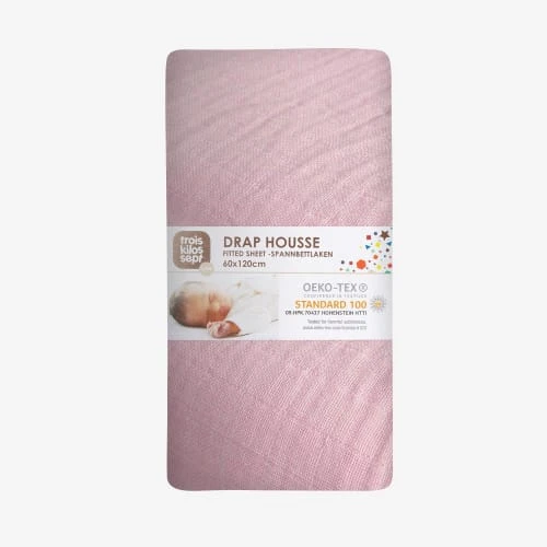 KINOUSSES Drap Housse Bébé 60 X 120 Cm Rose Mousseline De Coton 2 KINOUSSES Drap Housse Bébé 60 X 120 Cm Rose Mousseline De Coton – Image 2