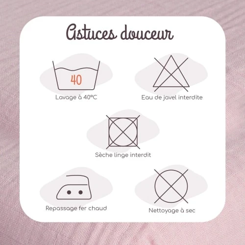 KINOUSSES Drap Housse Bébé 60 X 120 Cm Rose Mousseline De Coton 4 KINOUSSES Drap Housse Bébé 60 X 120 Cm Rose Mousseline De Coton – Image 4