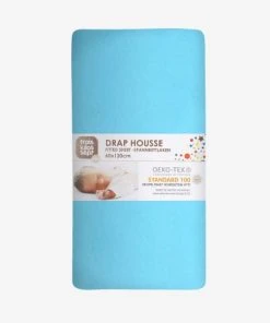 KINOUSSES Drap Housse Bébé 70 X 140 Cm Turquoise Coton -Bloom-boutique drap housse bebe 70 x 140 cm turquoise coton 5