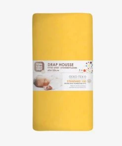 KINOUSSES Drap Housse Bébé Moutarde Coton -Bloom-boutique drap housse bebe moutarde coton 2