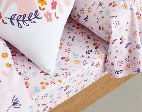 Becquet Drap-housse Enfant 90x190 Rose En Coton 2 Becquet Drap-housse Enfant 90x190 Rose En Coton – Image 2