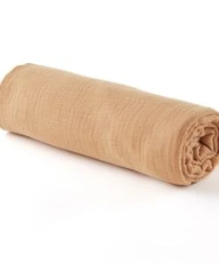 Cocoeko Drap Housse Gaze De Coton Camel (90 X 190 Cm) -Bloom-boutique drap housse gaze de coton camel 90 x 190 cm 4