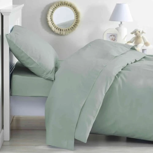 P'tit Basile Housse De Couette 100% Coton Bio 100x140 Céladon 2 P'tit Basile Housse De Couette 100% Coton Bio 100x140 Céladon – Image 2
