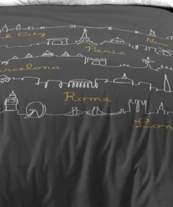 Lovely Casa Housse De Couette 140x200 Anthracite + 1 Taie Coton -Bloom-boutique housse de couette 140x200 anthracite 1 taie coton 2