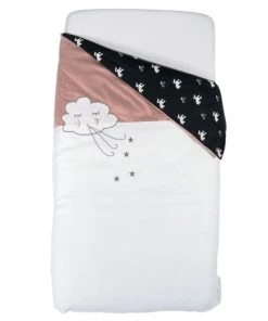 KINOUSSES Housse De Couette Bébé Rose Coton