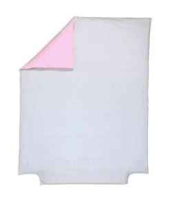 P'tit Basile Housse De Couette Bicolore 100% Coton Bio 120x150 Gris Perle Et Rose P