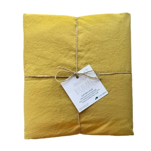 Cocoeko Housse De Couette Coton Lavé Moutarde 2 Cocoeko Housse De Couette Coton Lavé Moutarde – Image 2