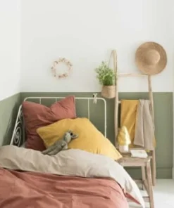 Cocoeko Housse De Couette Coton Lavé Vert De Gris -Bloom-boutique housse de couette coton lave terracotta coton lave