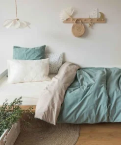 Cocoeko Housse De Couette Coton Lavé Vert De Gris -Bloom-boutique housse de couette coton lave vert de gris 2