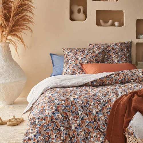 Essix Housse De Couette En Percale De Coton Orange Et Bleu 140x200 1 Essix Housse De Couette En Percale De Coton Orange Et Bleu 140x200