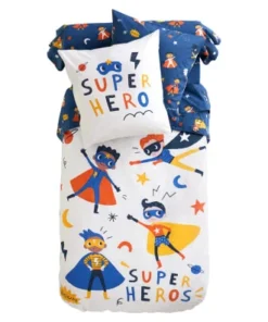 Becquet Housse De Couette Enfant Réversible 200x200 Bleue En Coton