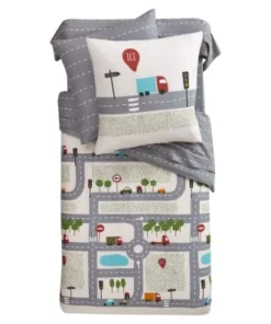 Becquet Housse De Couette Enfant Réversible 200x200 Grise En Coton