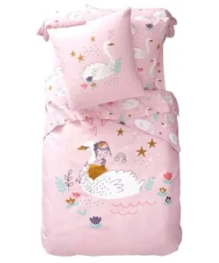 Becquet Housse De Couette Enfant Réversible 200x200 Rose En Coton