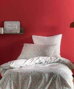 Blanc Cerise Housse De Couette Imprimée En Coton 200x200 Cm Vert Et Corail 5 Blanc Cerise Housse De Couette Imprimée En Coton 200x200 Cm Vert Et Corail -Bloom-boutique housse de couette imprimee en coton 200x200 cm vert et corail 2