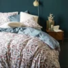 Essix Housse De Couette Imprimée En Satin De Coton Rose 140x200
