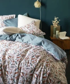 Essix Housse De Couette Imprimée En Satin De Coton Rose 140x200