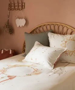 Carré Blanc Housse De Couette Réversible Pur Coton Biologique Attrape Rêve