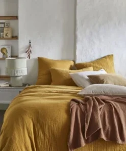 Essix Housse De Couette Unie En Coton Blanc 140x200 -Bloom-boutique housse de couette uni en gaze de coton jaune 140x200 tendresse