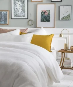 Essix Housse De Couette Unie En Coton Blanc 140x200