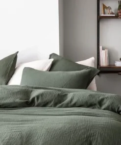Essix Housse De Couette Unie En Coton Blanc 140x200 -Bloom-boutique housse de couette unie en gaze de coton vert 140x200 tendresse