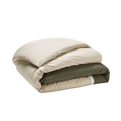 Essix Housse De Couette Unie En Percale De Coton Kaki 140x200 2 Essix Housse De Couette Unie En Percale De Coton Kaki 140x200 – Image 2