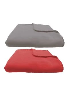 FUTURE HOME Lot 2 Plaids Gris Et Rouge Polyester 130x150cm