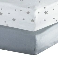 KINOUSSES Lot De 2 Draps Housse Bébé 70 X 140 Cm Gris