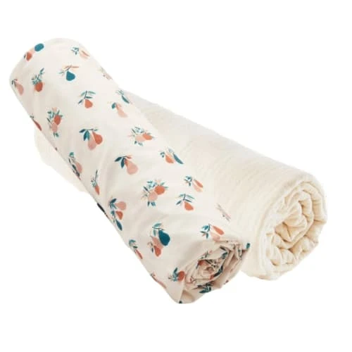 Cocoeko Lot De 2 Draps-housses Ecru & Poires (60x120 Cm) 1 Cocoeko Lot De 2 Draps-housses Ecru & Poires (60x120 Cm)