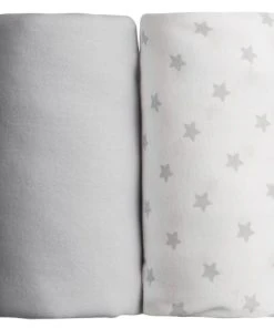 BabyCalin Lot De 2 Draps Housses étoile Gris (60 X 120 Cm)