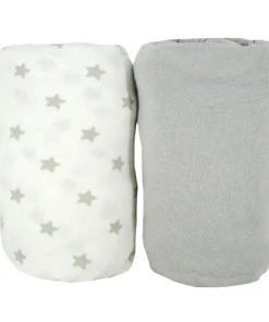 BabyCalin Lot De 2 Draps Housses étoile Gris (70 X 140 Cm) -Bloom-boutique lot de 2 draps housses etoile gris 70 x 140 cm 2