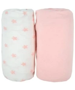 BabyCalin Lot De 2 Draps Housses étoile Rose (60 X 120 Cm) -Bloom-boutique lot de 2 draps housses etoile rose 60 x 120 cm 2