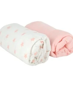 BabyCalin Lot De 2 Draps Housses étoile Rose (60 X 120 Cm)
