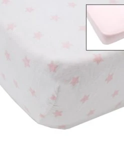 BabyCalin Lot De 2 Draps Housses étoile Rose (60 X 120 Cm) -Bloom-boutique lot de 2 draps housses etoile rose 60 x 120 cm 3