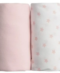 BabyCalin Lot De 2 Draps Housses étoile Rose (70 X 140 Cm)
