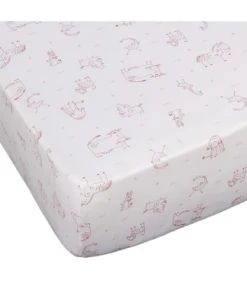 Blanc Avenue Bébé Lot De 2 Draps Housses Jersey 40x80 Cm Blanc/rose