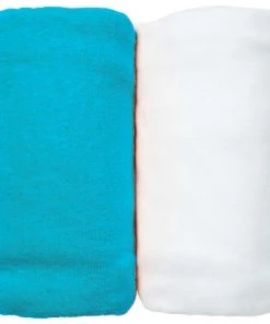 Eveil Et Nature Lot De 2 Draps Housses Jersey 40x80 Cm Coton Bio Blanc/Lagon