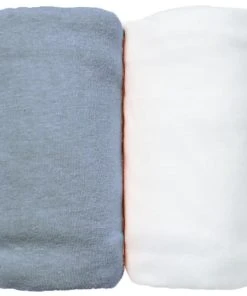 Eveil Et Nature Lot De 2 Draps Housses Jersey 40x80 Cm Coton Bio Blanc/Océan