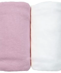 Eveil Et Nature Lot De 2 Draps Housses Jersey 40x80 Cm Coton Bio Blanc/Rose