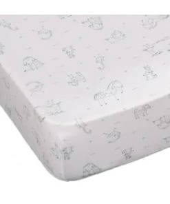 Blanc Avenue Bébé Lot De 2 Draps Housses Jersey 60x120 Cm Blanc/aqua -Bloom-boutique lot de 2 draps housses jersey 60x120 cm blanc aqua animaux aqua 1