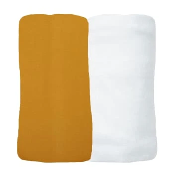 Eveil Et Nature Lot De 2 Draps Housses Jersey 60x120 Cm Coton Bio Ambre/Blanc 5 Eveil Et Nature Lot De 2 Draps Housses Jersey 60x120 Cm Coton Bio Ambre/Blanc – Image 5