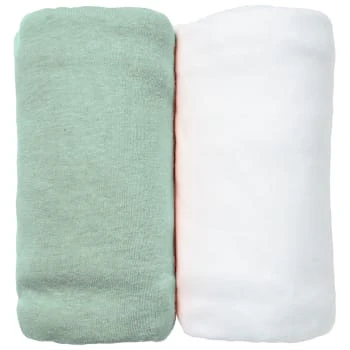 Eveil Et Nature Lot De 2 Draps Housses Jersey 60x120 Cm Coton BioBlanc/Corail 2 Eveil Et Nature Lot De 2 Draps Housses Jersey 60x120 Cm Coton BioBlanc/Corail – Image 2