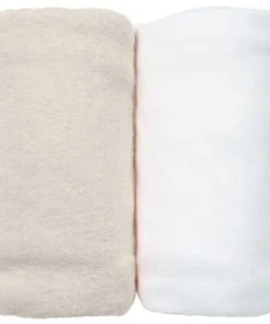 Eveil Et Nature Lot De 2 Draps Housses Jersey 70x140 Cm Coton Bio Blanc/Ecru