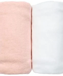 Eveil Et Nature Lot De 2 Draps Housses Jersey 70x140 Cm Coton Bio Blanc/ PĂŞche