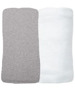 Eveil Et Nature Lot De 2 Draps Housses Jersey 70x140 Cm Coton Bio Gris/Blanc