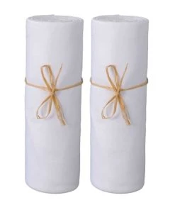 P'tit Basile Lot De 2 Draps Housses Jersey Bio Blanc 70x140