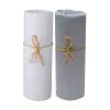 P'tit Basile Lot De 2 Draps Housses Jersey Bio Blanc Et Gris Foncé 60x120