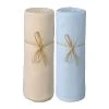 P'tit Basile Lot De 2 Draps Housses Jersey Bio écru Et Bleu 70x140