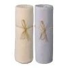 P'tit Basile Lot De 2 Draps Housses Jersey Bio écru Et Gris Perle 60x120